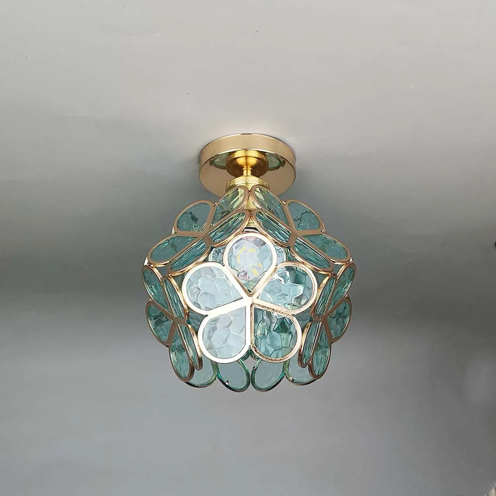 Floral Ceiling Light with Acrylic Petals and Gold Accents for Bedroom, Hallway, Living Room | Thomler