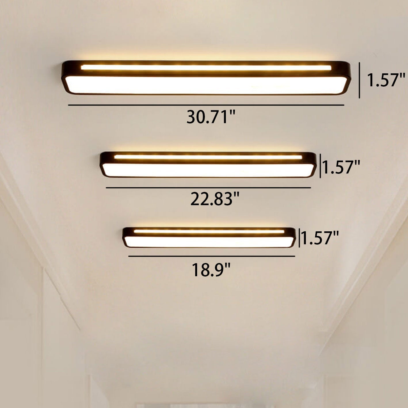 Sleek Rectangular LED Ceiling Light Fixture — Modern Acrylic Flush Mount for Bedroom, Hallway & Living Room | Thomler