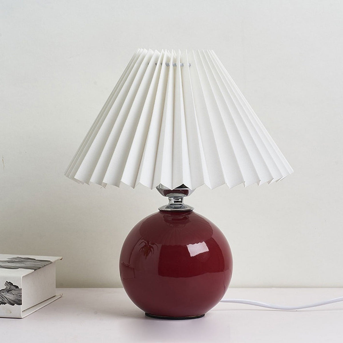 Ceramic Table Lamp with Fabric Shade – Modern Accent Lighting for Bedroom, Living Room & Home Office | Thomler