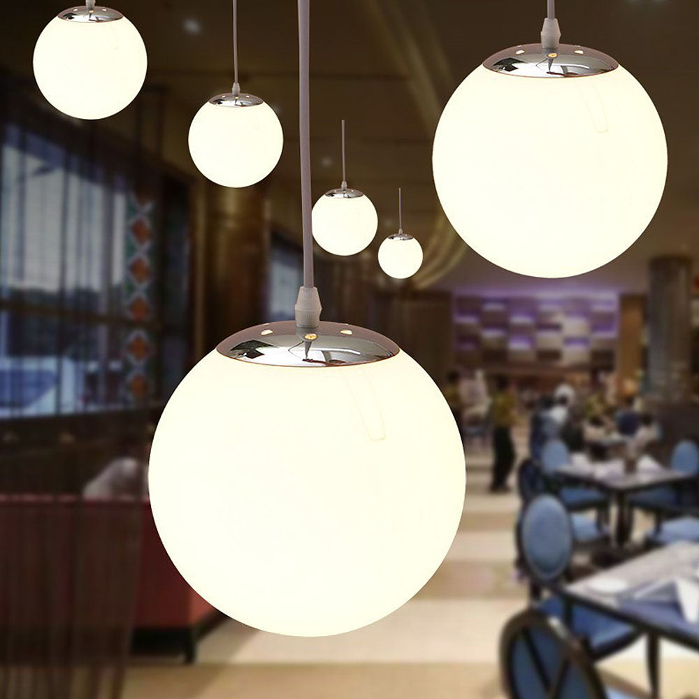 Pendant Light Glass Sphere 25.0 cm White Dining Kitchen Living Room Hanging Lamp | Thomler