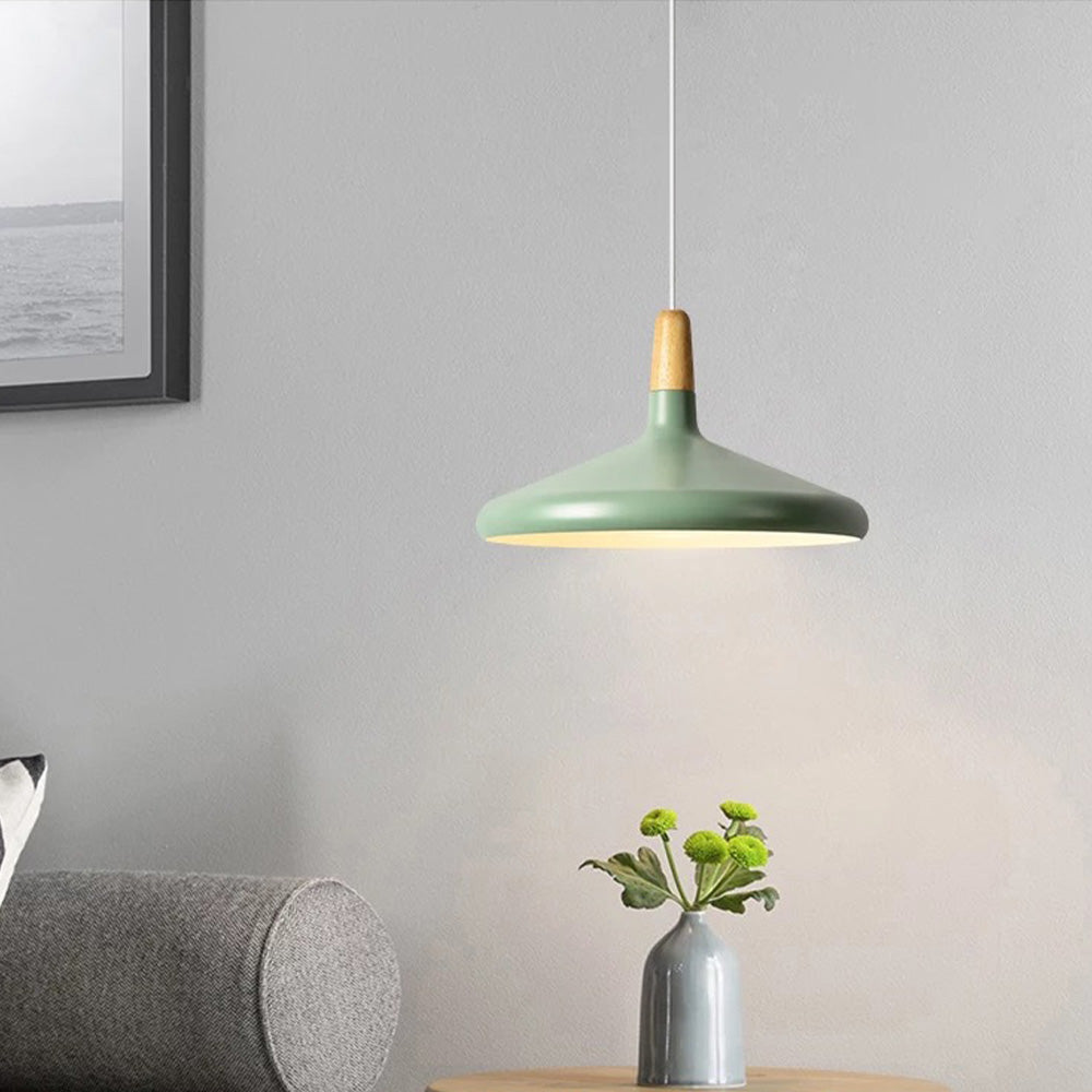 Pendant Light Aluminium Wood E27 White Dining Room Kitchen Island Scandinavian Ceiling Lighting | Thomler