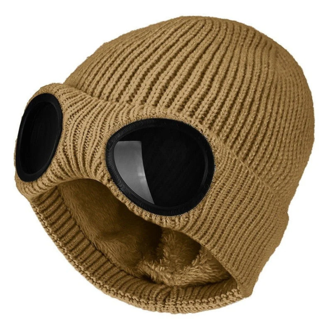 Knit Beanie with Flip-Down Goggles – Windproof Winter Hat for Outdoor Activities | Thomler