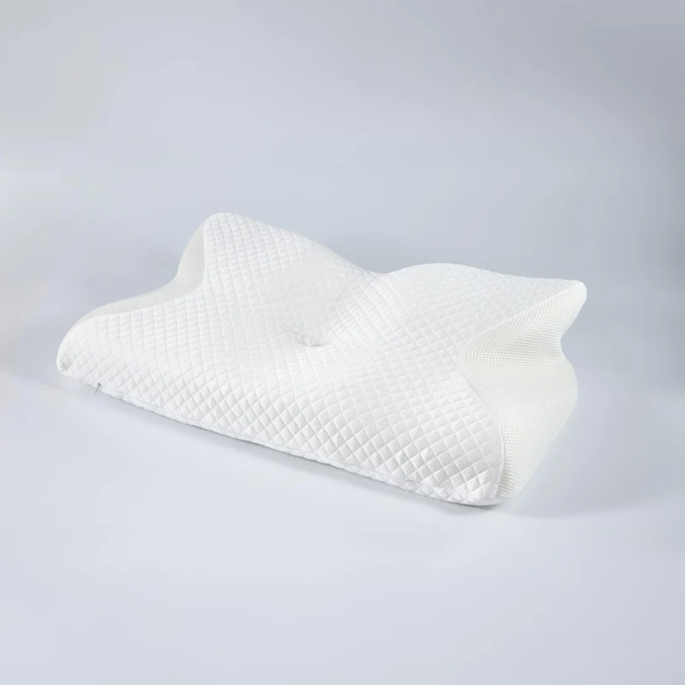 Contoured Memory Foam Sleep Pillow for Airway Support and Neck Alignment – Dual Height for Side and Back Sleepers, Breathable Mesh Cover | Thomler
