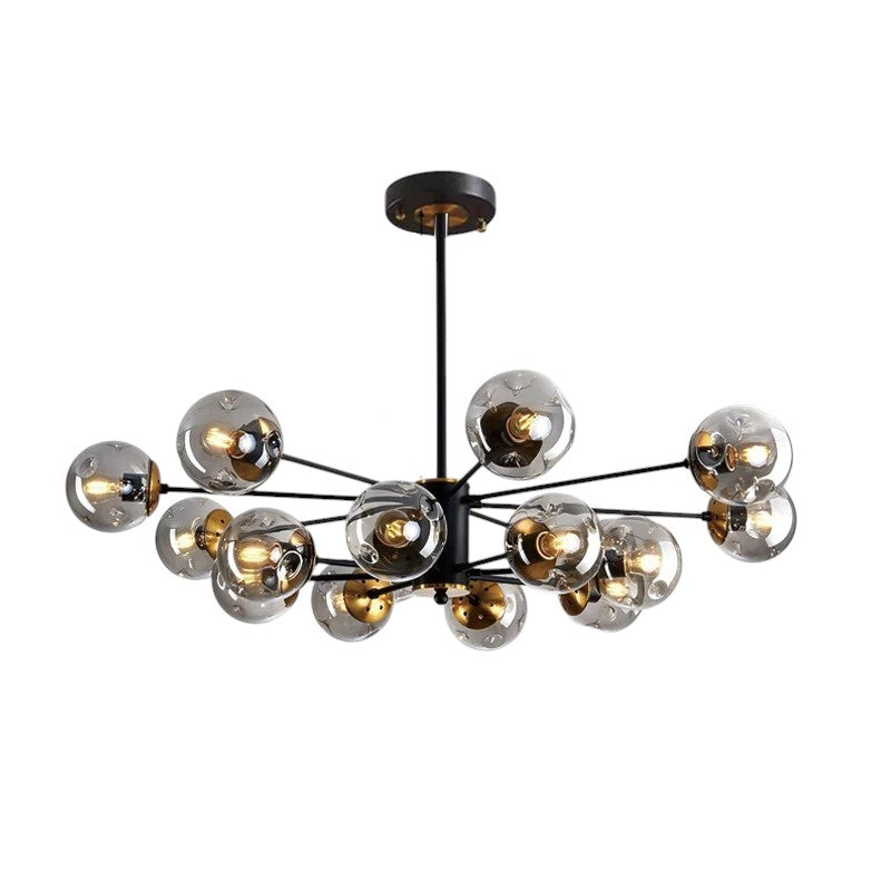 Pendant Light Glass Iron 100.0 cm Black Dining Room Living Room Scandinavian Chandelier Multi Globe Ceiling Light | Thomler