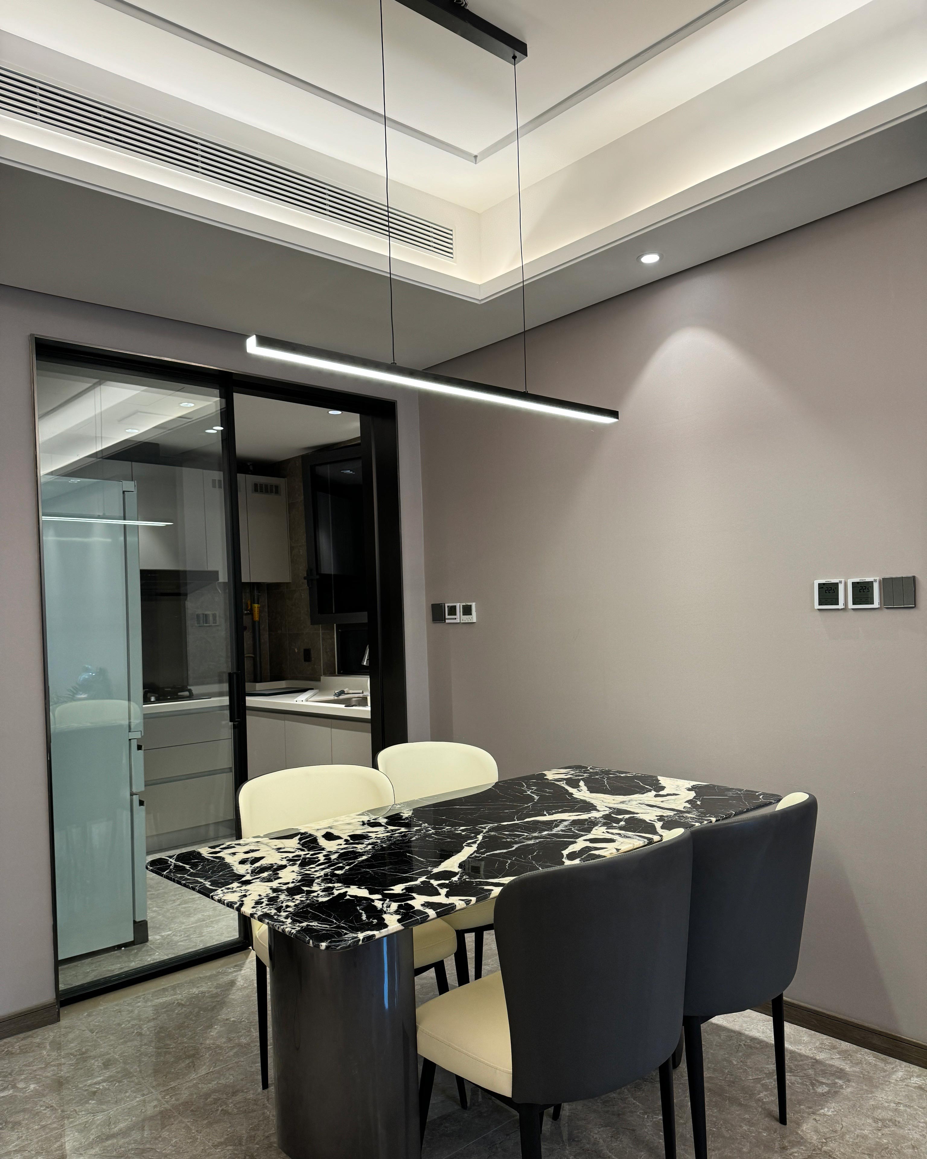 Linear Pendant Light Metal 39 in Adjustable Kitchen Island LED Warm White 3000K-6000K Modern Dining Room Hanging Lamp | Thomler