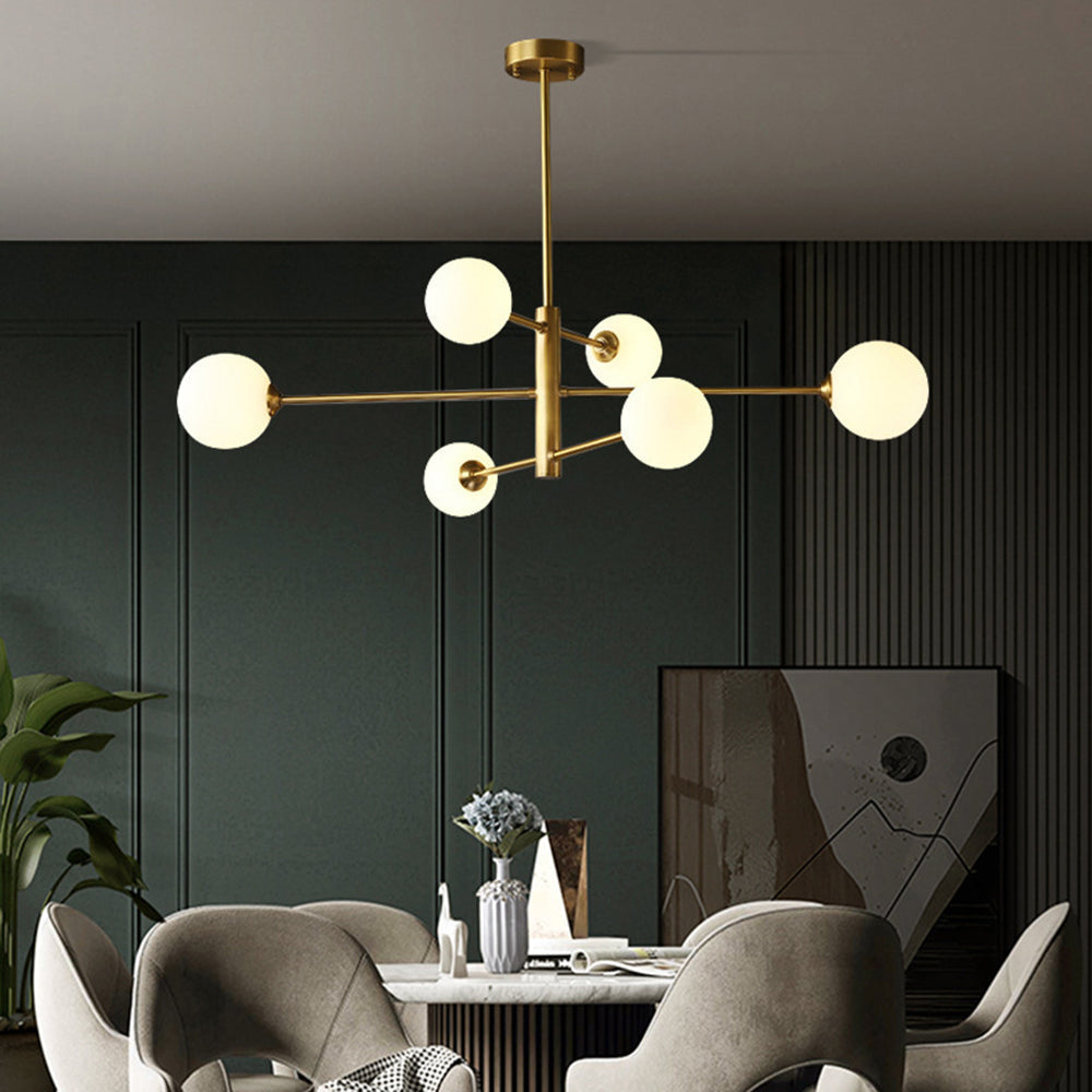 Bubble Glass Pendant Light with Metal Frame for Living Room & Bedroom – Modern Multi-Globe Chandelier for Dining Room & Entryway | Thomler