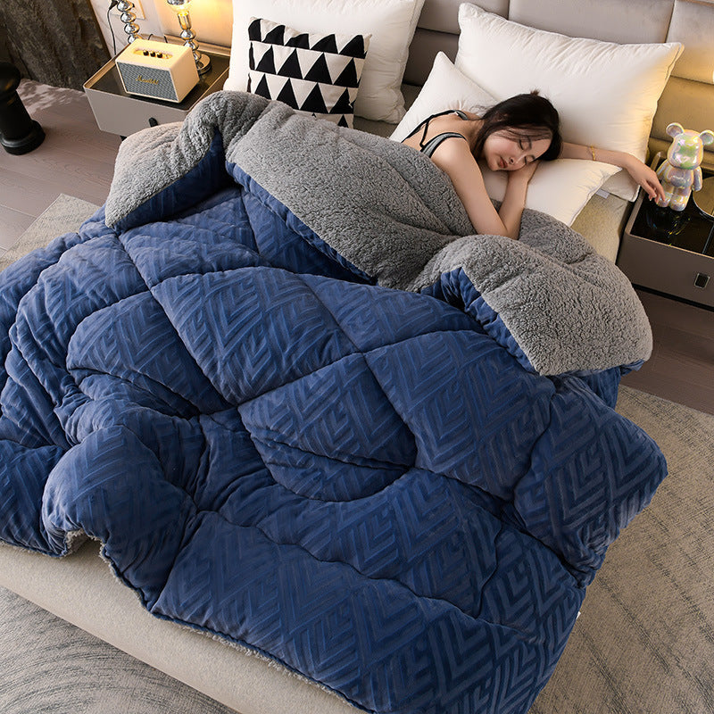 Sherpa Fleece Throw Blanket Quilted Winter Bedspread Soft Plush Heavyweight Comforter for Bed Couch Sofa Twin Full Queen King | Thomler