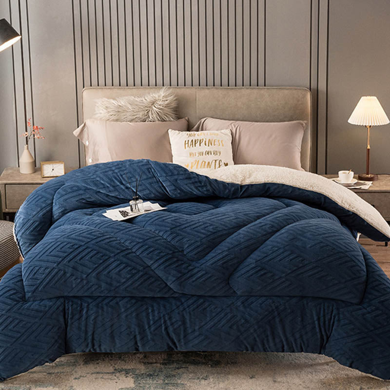 Sherpa Fleece Throw Blanket Quilted Winter Bedspread Soft Plush Heavyweight Comforter for Bed Couch Sofa Twin Full Queen King | Thomler