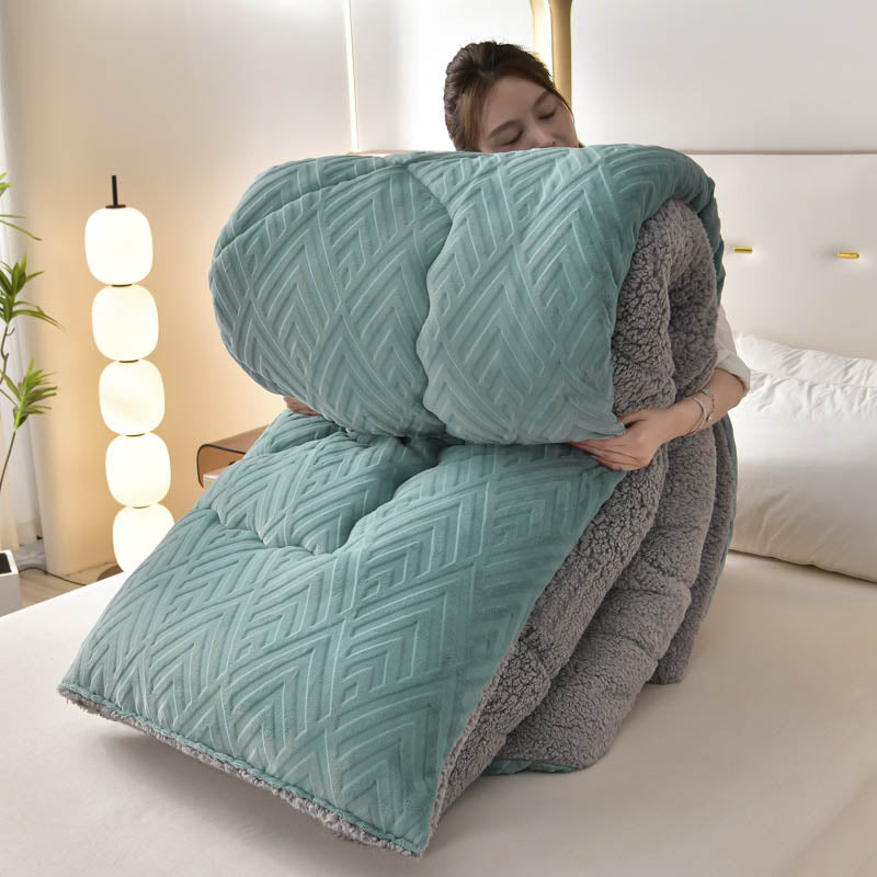 Sherpa Fleece Throw Blanket Quilted Winter Bedspread Soft Plush Heavyweight Comforter for Bed Couch Sofa Twin Full Queen King | Thomler