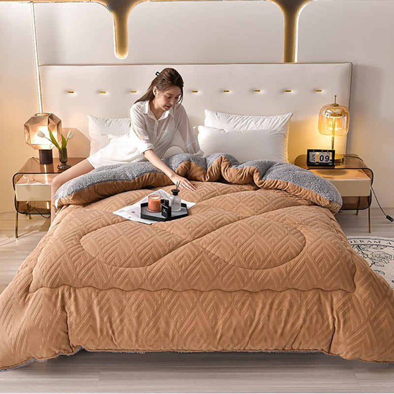 Sherpa Fleece Throw Blanket Quilted Winter Bedspread Soft Plush Heavyweight Comforter for Bed Couch Sofa Twin Full Queen King | Thomler