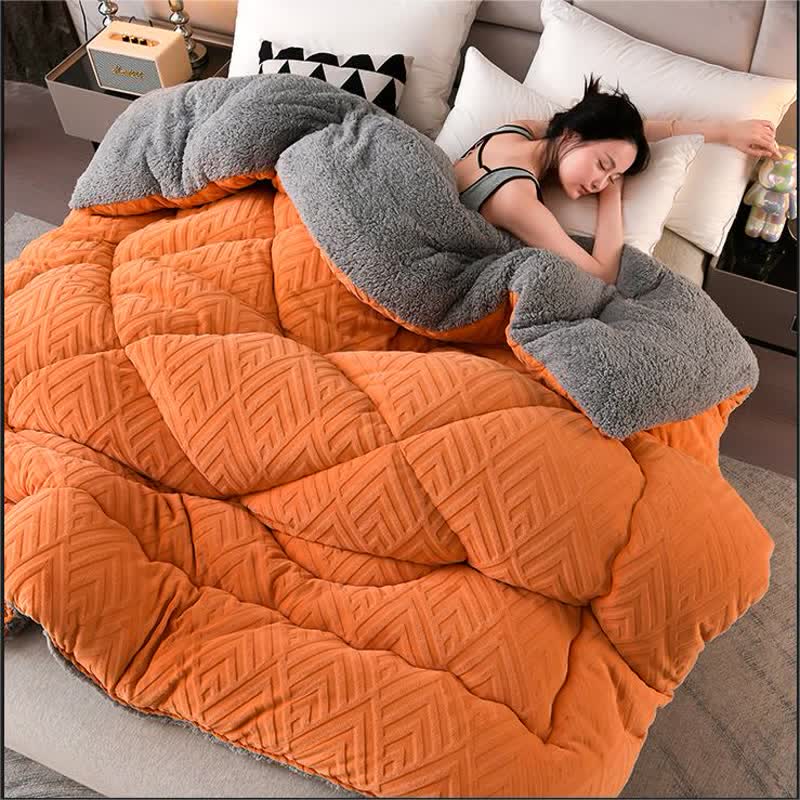 Sherpa Fleece Throw Blanket Quilted Winter Bedspread Soft Plush Heavyweight Comforter for Bed Couch Sofa Twin Full Queen King | Thomler