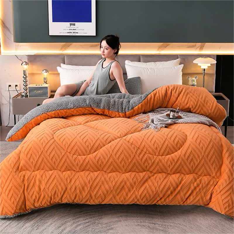 Sherpa Fleece Throw Blanket Quilted Winter Bedspread Soft Plush Heavyweight Comforter for Bed Couch Sofa Twin Full Queen King | Thomler