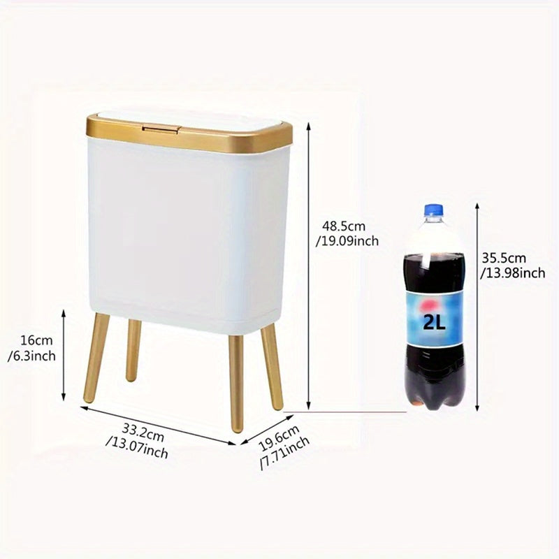 4-Gallon Pedestal Trash Can with Odor-Sealing Flip Lid – Slim Rectangular Waste Basket on Legs for Kitchen, Bathroom, Bedroom – Modern | Thomler
