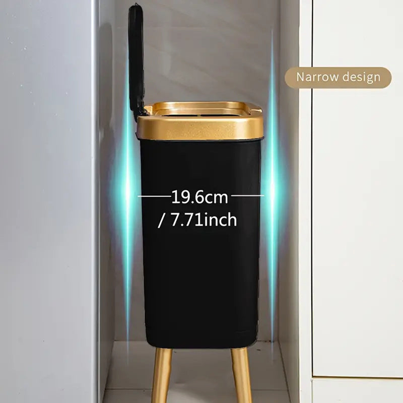 4-Gallon Pedestal Trash Can with Odor-Sealing Flip Lid – Slim Rectangular Waste Basket on Legs for Kitchen, Bathroom, Bedroom – Modern | Thomler