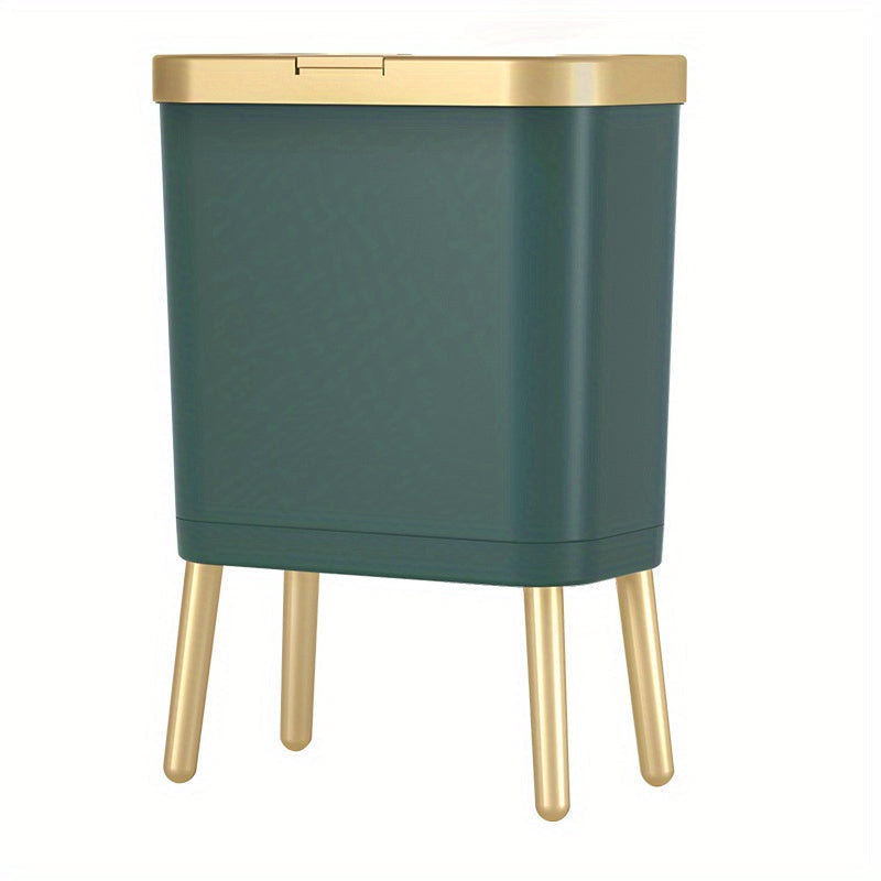 4-Gallon Pedestal Trash Can with Odor-Sealing Flip Lid – Slim Rectangular Waste Basket on Legs for Kitchen, Bathroom, Bedroom – Modern | Thomler