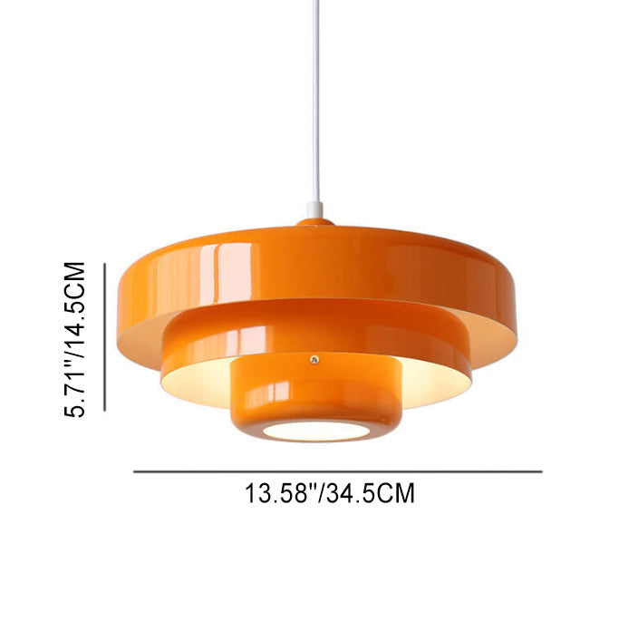 Hanging Ceiling Fixture 1-Socket Metal Shade Round Tiered Design Hardwired for Dining Room Kitchen Island Bar | Thomler