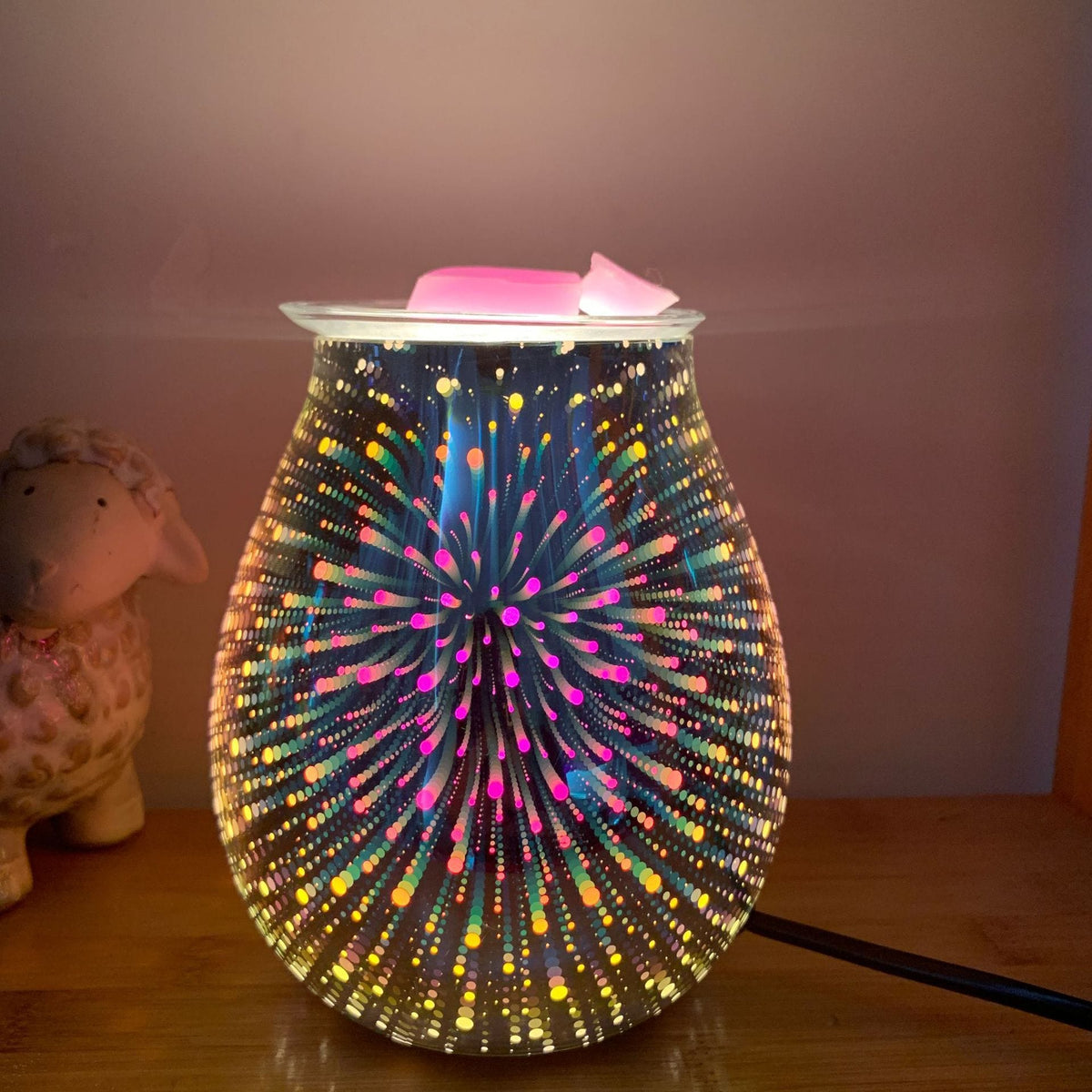 Ultrasonic Aroma Diffuser with 3D Firework Glass Design & LED Nightlight for Bedroom, Office, Nursery | Thomler