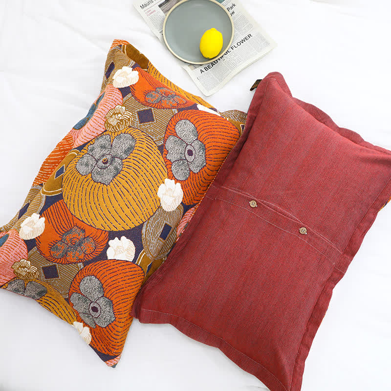 Reversible Cotton Gauze Quilt with Persimmon Pattern - Lightweight Summer Blanket for Bed, Sofa & Travel - Queen, King & Full Sizes | Thomler