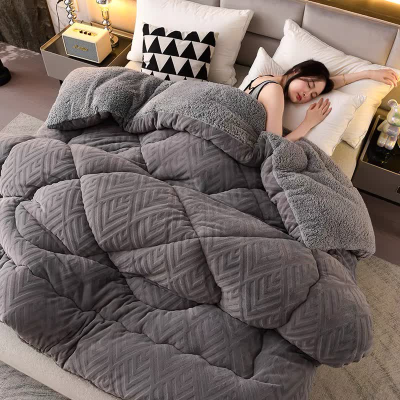 Sherpa Fleece Throw Blanket Quilted Winter Bedspread Soft Plush Heavyweight Comforter for Bed Couch Sofa Twin Full Queen King | Thomler