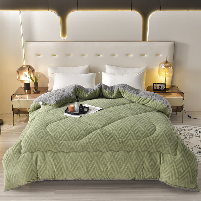 Sherpa Fleece Throw Blanket Quilted Winter Bedspread Soft Plush Heavyweight Comforter for Bed Couch Sofa Twin Full Queen King | Thomler