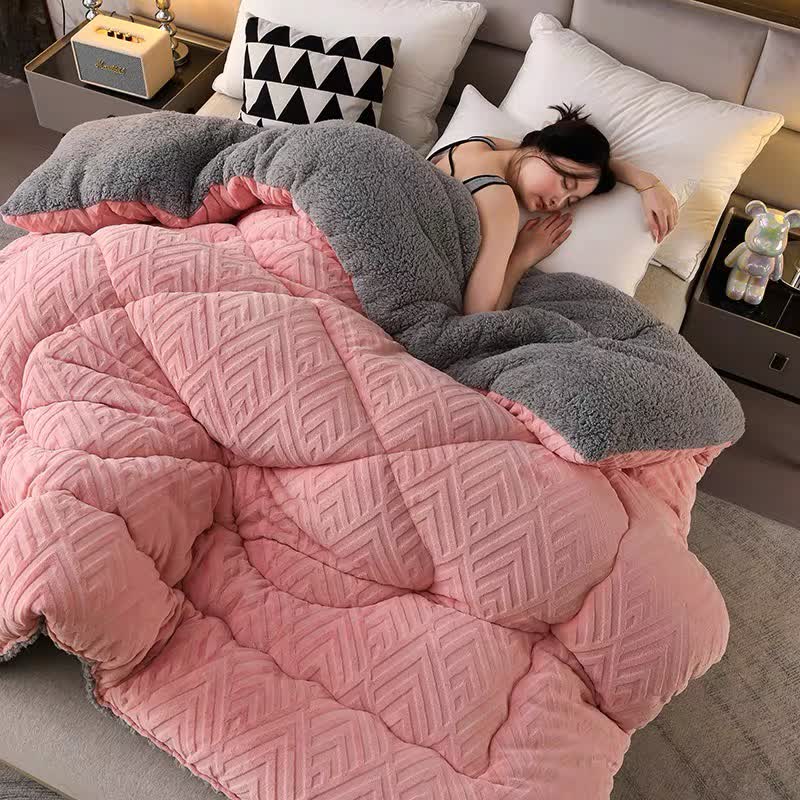 Sherpa Fleece Throw Blanket Quilted Winter Bedspread Soft Plush Heavyweight Comforter for Bed Couch Sofa Twin Full Queen King | Thomler