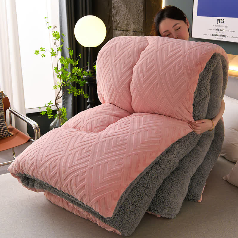 Sherpa Fleece Throw Blanket Quilted Winter Bedspread Soft Plush Heavyweight Comforter for Bed Couch Sofa Twin Full Queen King | Thomler