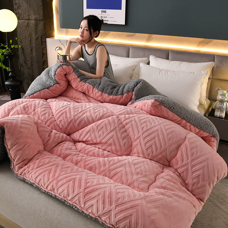 Sherpa Fleece Throw Blanket Quilted Winter Bedspread Soft Plush Heavyweight Comforter for Bed Couch Sofa Twin Full Queen King | Thomler