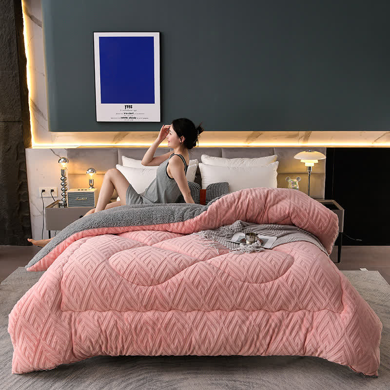 Sherpa Fleece Throw Blanket Quilted Winter Bedspread Soft Plush Heavyweight Comforter for Bed Couch Sofa Twin Full Queen King | Thomler