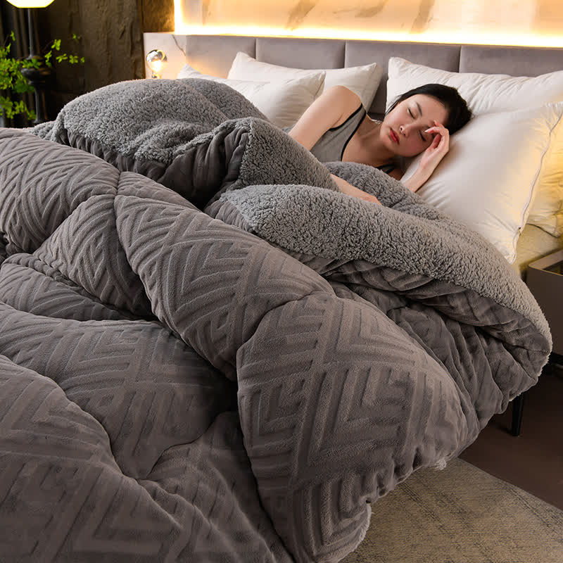 Sherpa Fleece Throw Blanket Quilted Winter Bedspread Soft Plush Heavyweight Comforter for Bed Couch Sofa Twin Full Queen King | Thomler