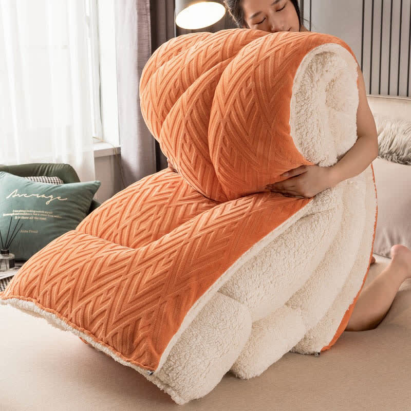 Sherpa Fleece Throw Blanket Quilted Winter Bedspread Soft Plush Heavyweight Comforter for Bed Couch Sofa Twin Full Queen King | Thomler