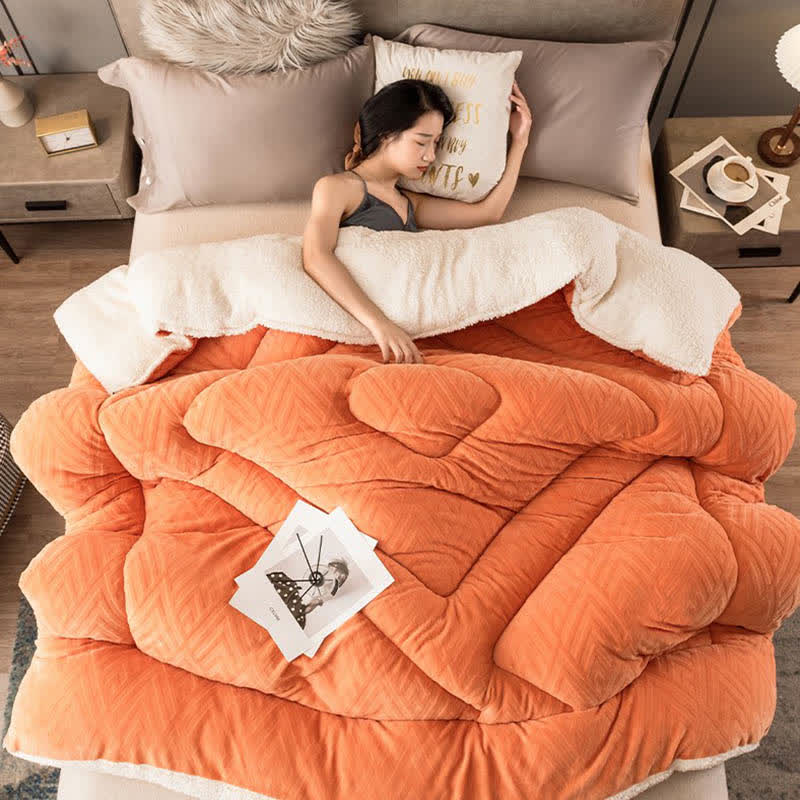 Sherpa Fleece Throw Blanket Quilted Winter Bedspread Soft Plush Heavyweight Comforter for Bed Couch Sofa Twin Full Queen King | Thomler