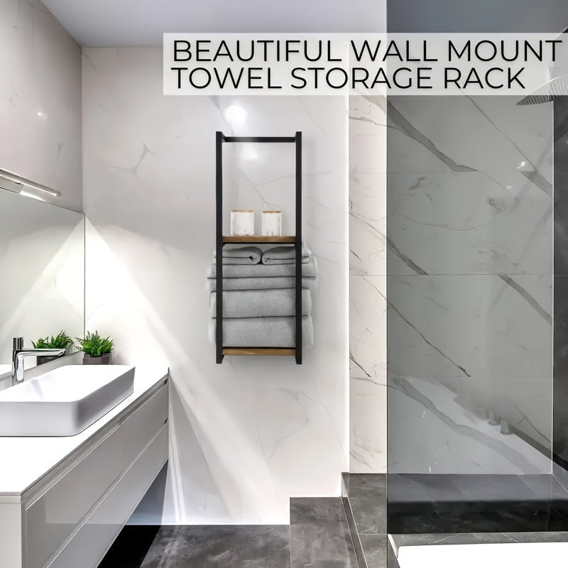 Wall-Mounted Towel Rack with Dual Tiers for Bathroom Organization | Space-Saving Stainless Steel Holder for Bath & Hand Towels | Thomler