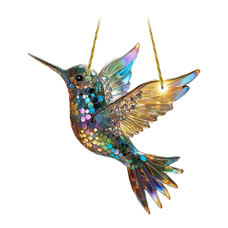 Acrylic Hummingbird Window Suncatcher Panel – Hanging Stained Glass Garden Ornament for Windows, Porch, Yard Decoration – Bird Lover Gift | Thomler