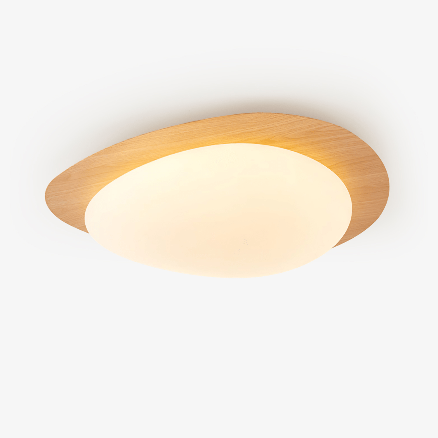 Pebble Ceiling Light 11.8 in 12W Walnut Grain Indoor Flush Mount LED | Modern Bedroom Living Room Dining Room Ceiling Fixture | Thomler