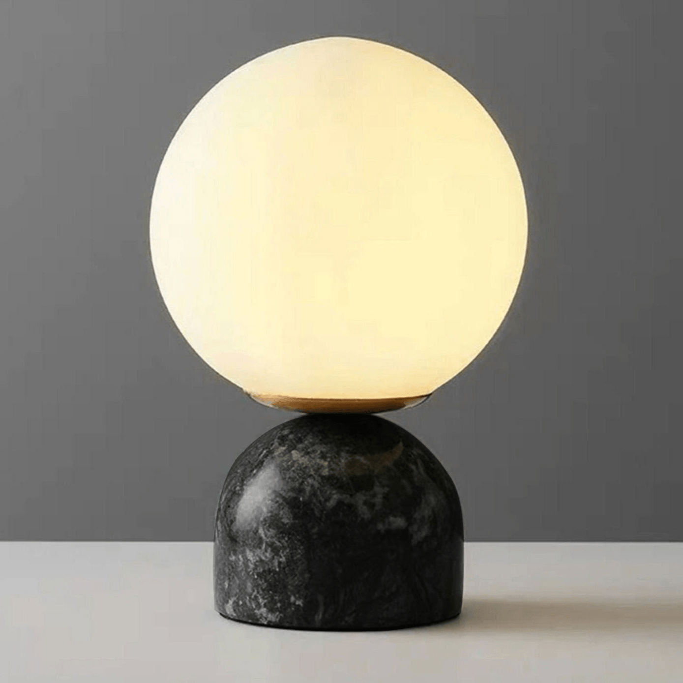 Marble Table Lamp 9.1 in (23.0 cm) Glass Globe Indoor Ambient Lighting Minimalist Modern Desk Light | Thomler
