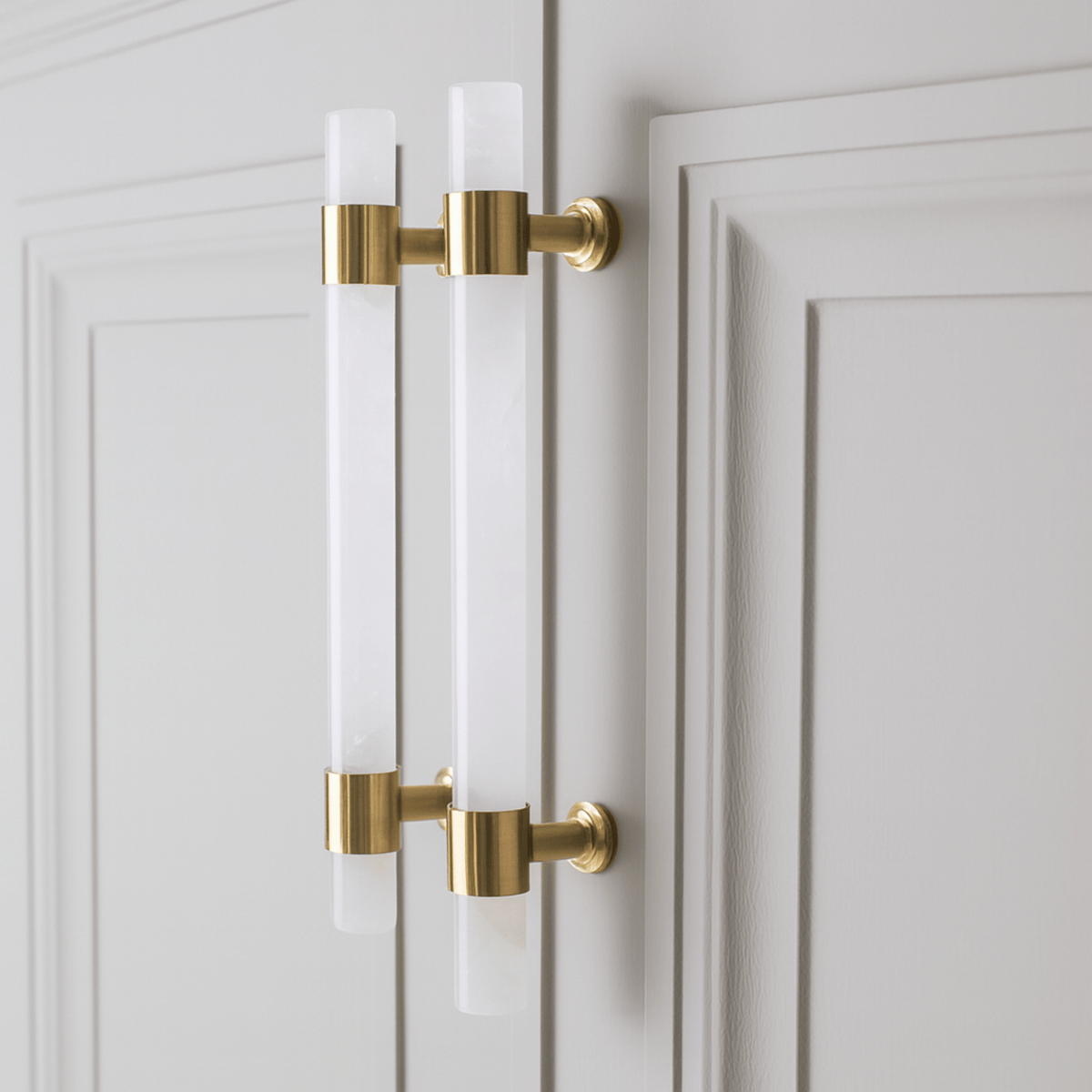 Genuine Stone & Brass Cabinet Pull – T-Bar Style for Kitchen, Closet, Dresser Drawer Hardware | Thomler