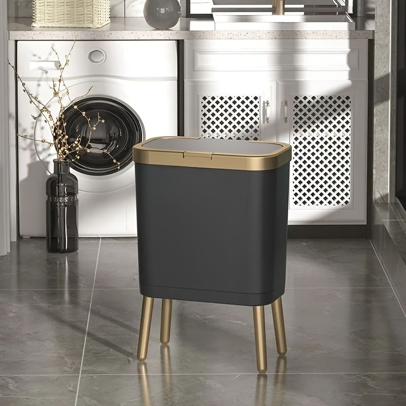 4-Gallon Pedestal Trash Can with Odor-Sealing Flip Lid – Slim Rectangular Waste Basket on Legs for Kitchen, Bathroom, Bedroom – Modern | Thomler