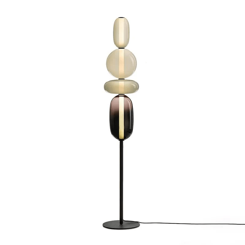 Floor Lamp Hand Blown Glass LED 160.0 cm Red White Black Living Room Decorative Standing Light Modern Sculptural Accent | Thomler