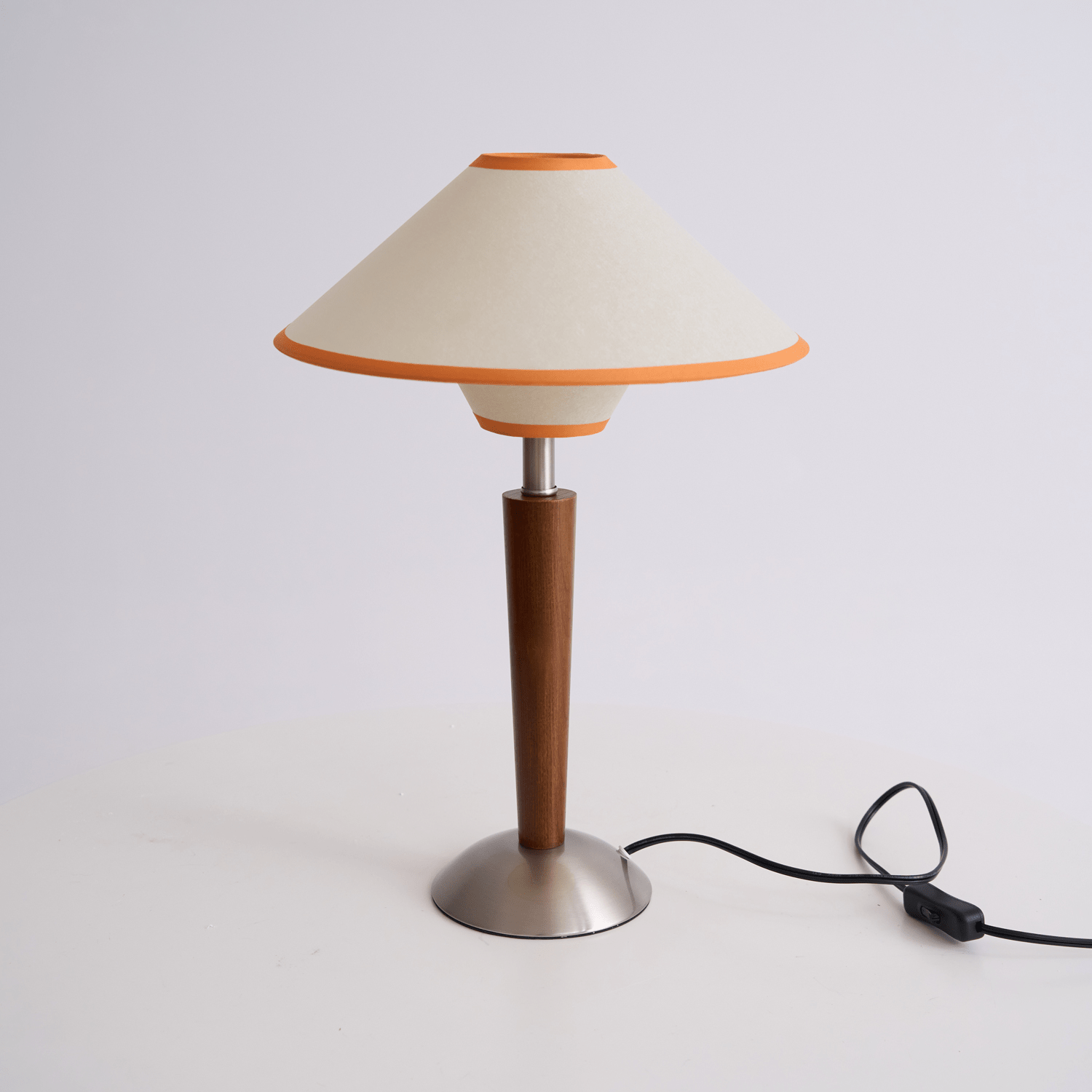 Wood Table Lamp 17.3 in Fabric Shade E26 Bedroom Nightstand Living Room Modern Lighting | Thomler