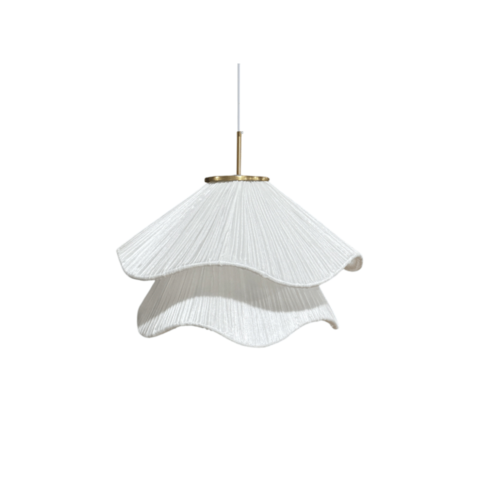 Fabric Pendant Light 23.6 in Diameter White Blooming Design Ceiling Dining Living Room Bedroom Hanging Lamp Adjustable Height | Thomler