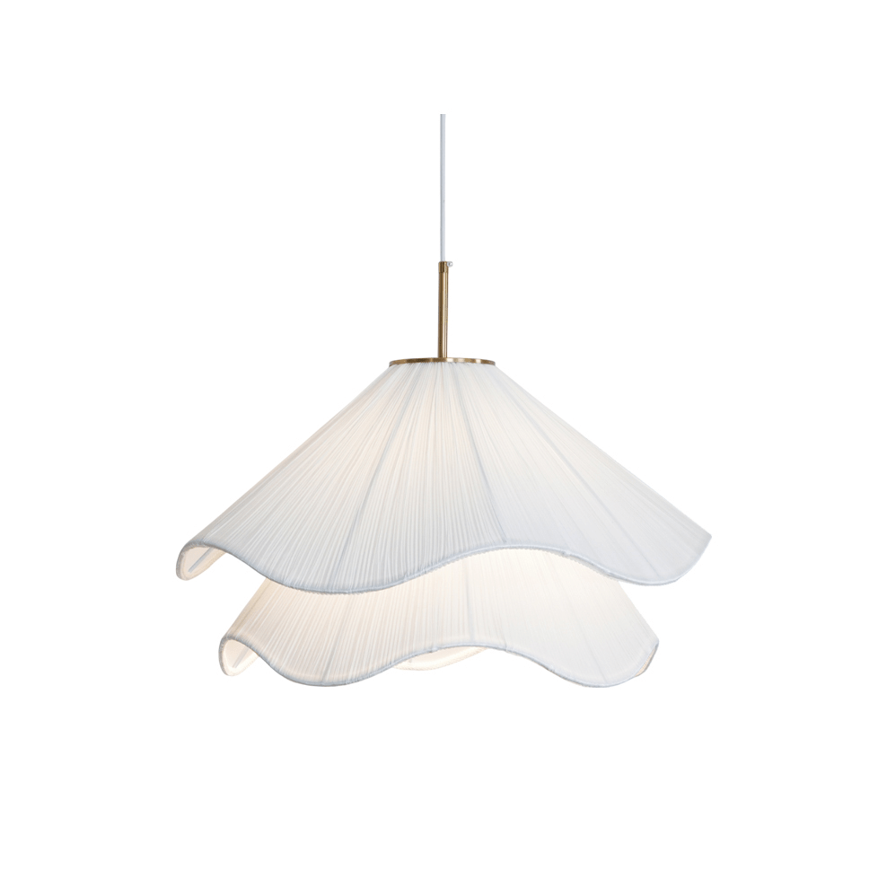 Fabric Pendant Light 23.6 in Diameter White Blooming Design Ceiling Dining Living Room Bedroom Hanging Lamp Adjustable Height | Thomler