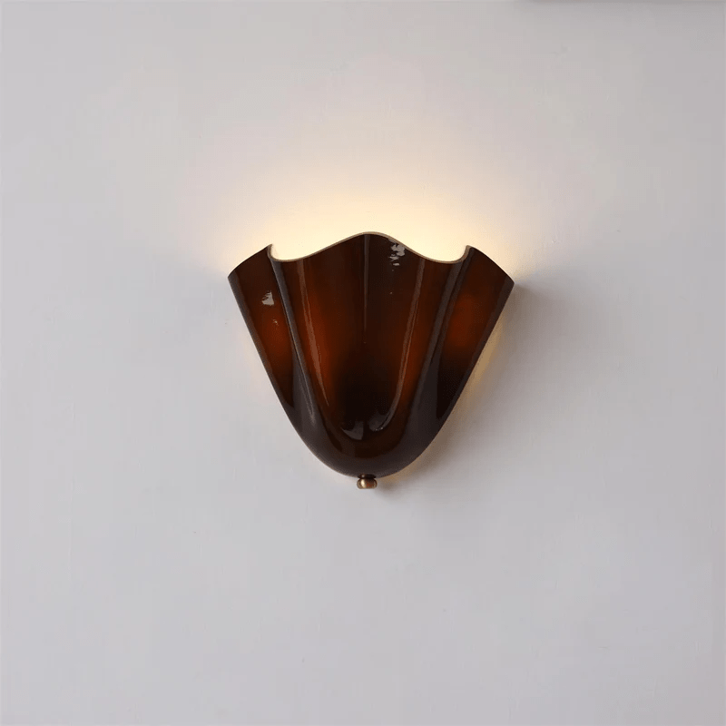 Curved Petal Glass Wall Sconce with Metal Accent for Bedroom, Hallway & Living Room – G9 LED Hardwired Modern Ambient Light Fixture | Thomler