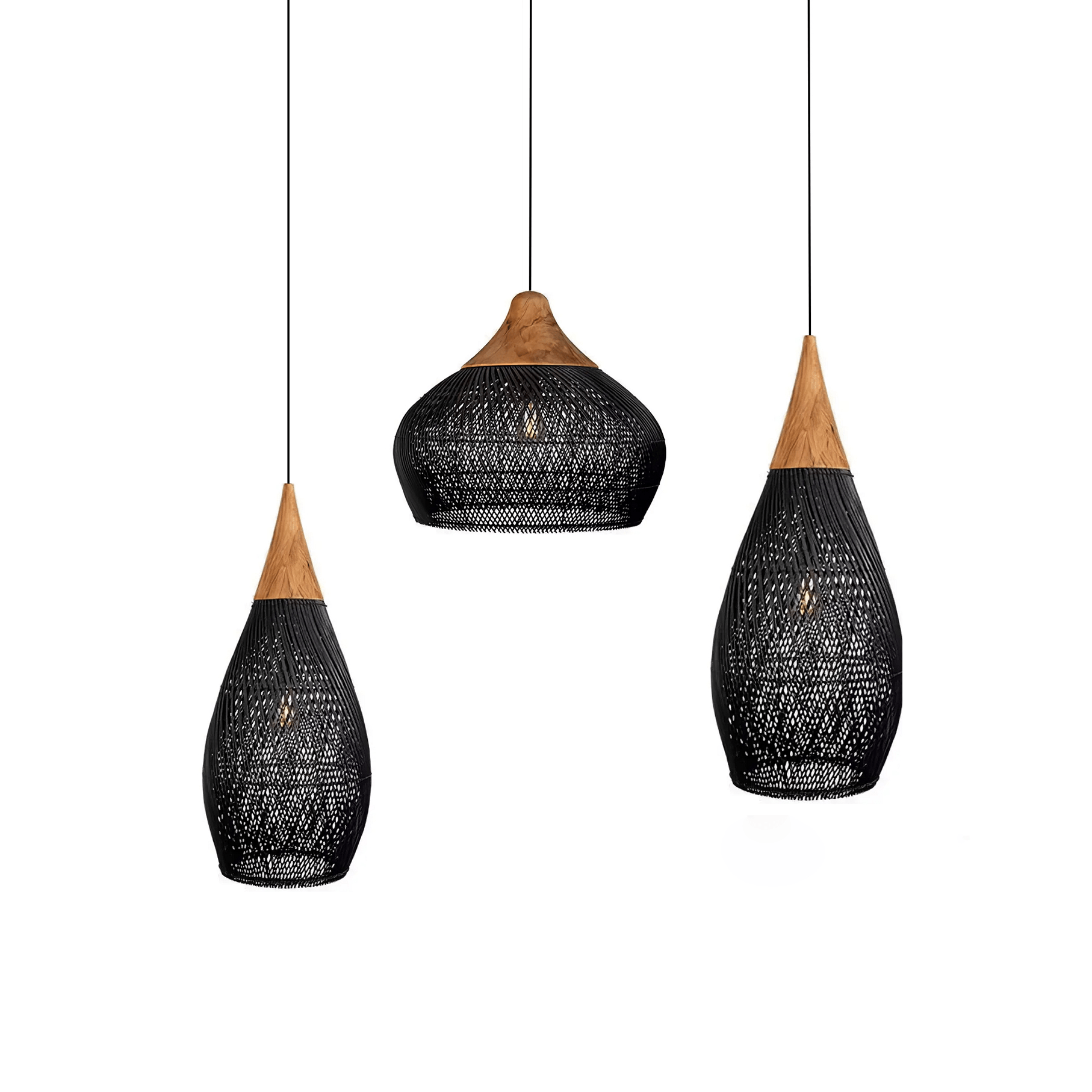 Pendant Light Rattan Braided 23.6 in Adjustable Dining Room Kitchen Island Hanging Ceiling Lamp Natural Woven Lighting Fixture | Thomler