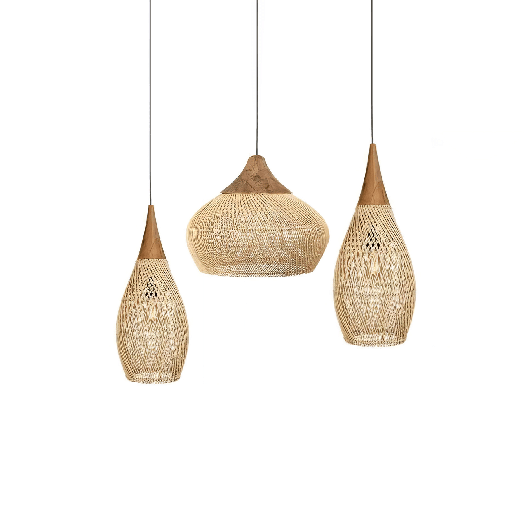 Pendant Light Rattan Braided 23.6 in Adjustable Dining Room Kitchen Island Hanging Ceiling Lamp Natural Woven Lighting Fixture | Thomler