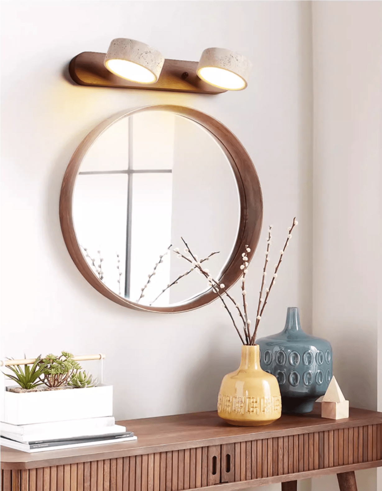 Travertine Duo Wall Light 12.6 in Yellow Stone 2-Lights Bedroom Hallway Living Room Decorative Lighting | Thomler