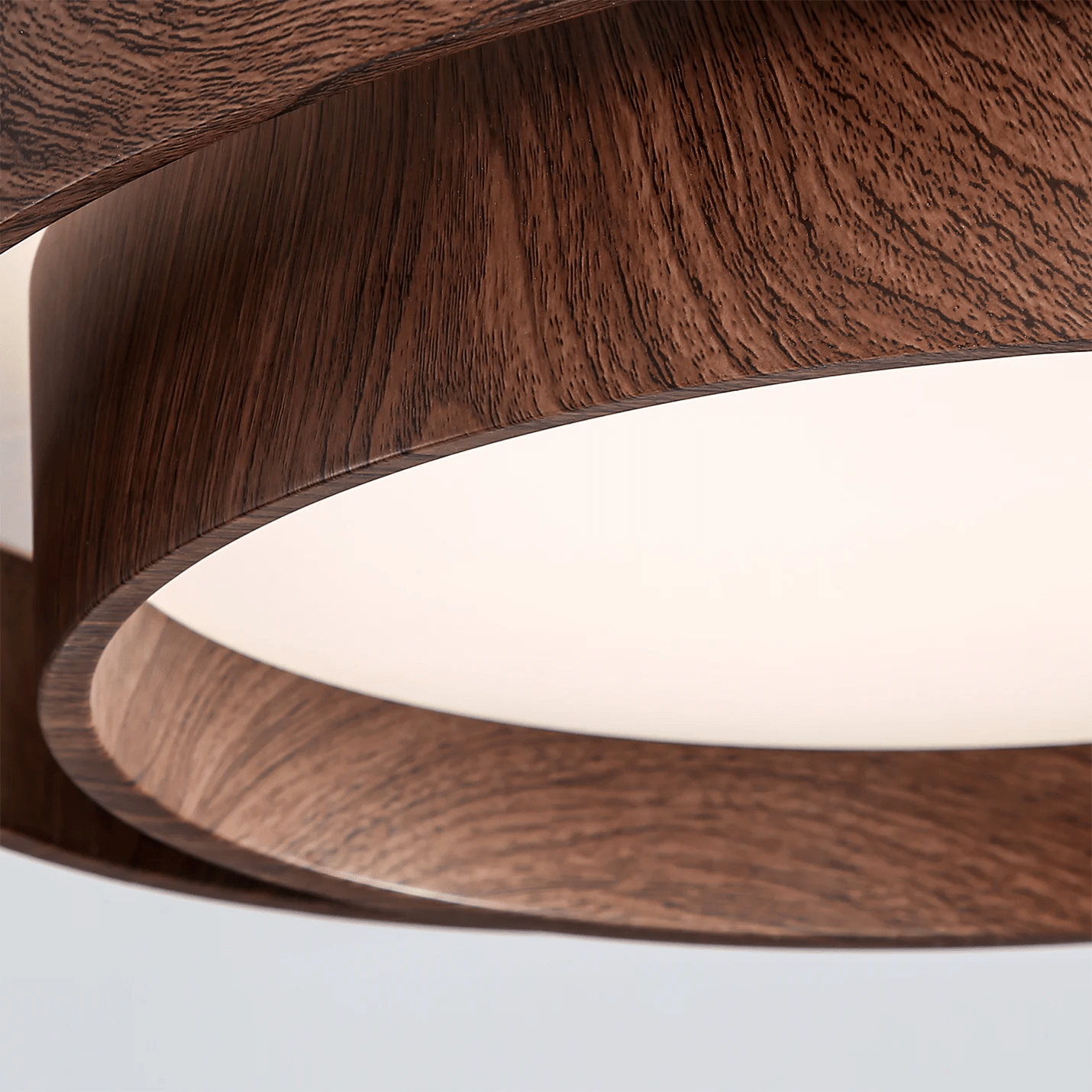 Ceiling Light Wood Look Walnut Integrated LED Japandi Bedroom Living Room Flush Mount Scandinavian Lighting | Thomler