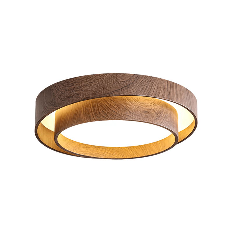 Ceiling Light Wood Look Walnut Integrated LED Japandi Bedroom Living Room Flush Mount Scandinavian Lighting | Thomler