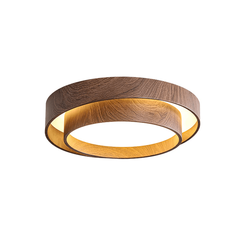 Ceiling Light Wood Look Walnut Integrated LED Japandi Bedroom Living Room Flush Mount Scandinavian Lighting | Thomler