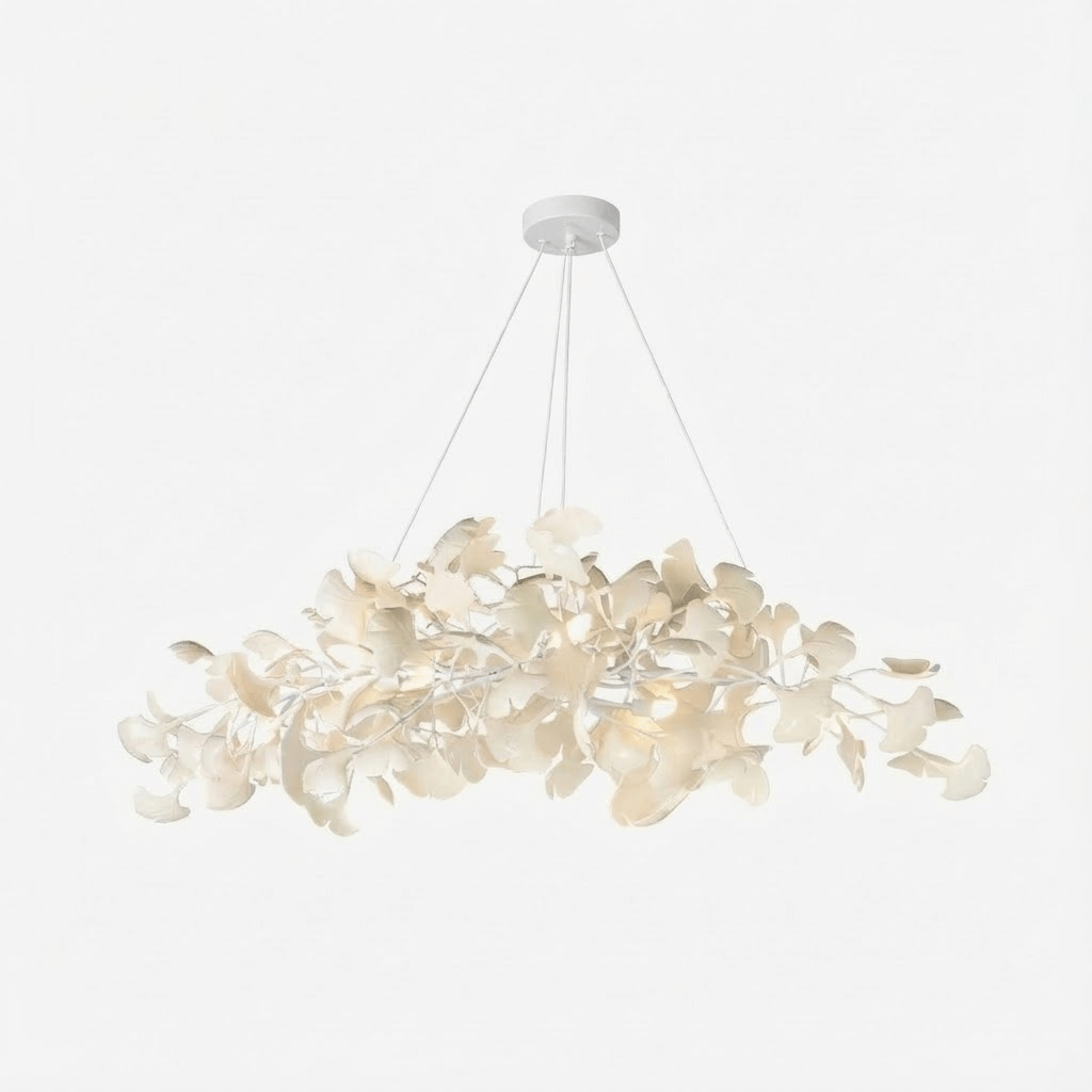 Ginkgo Tree Ceramic Petal Chandelier 70 in x 27.6 in Gold Indoor Ceiling Light | Thomler