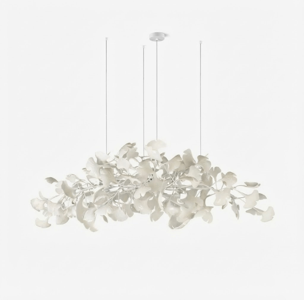 Ginkgo Tree Ceramic Petal Chandelier 70 in x 27.6 in Gold Indoor Ceiling Light | Thomler